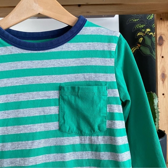Mini Boden Green Snail Race Stripe Reversible Long Sleeve Shirt - Picture 13 of 15